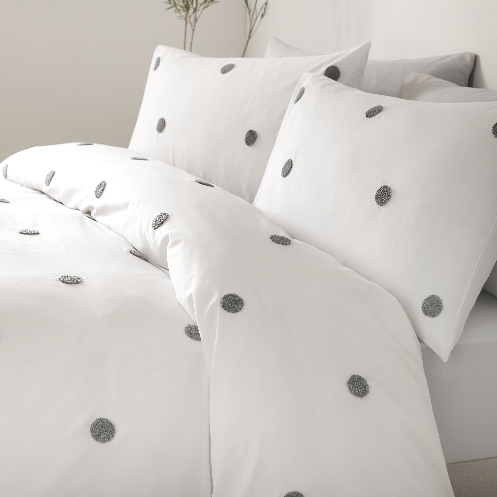 Dot Garden Duvet Cover Set by Appletree Boutique in White with Slate Dots - Duvet Cover Set - Appletree Boutique