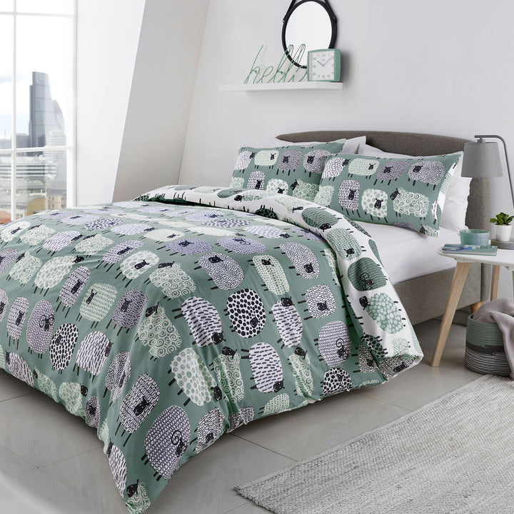 Dotty Sheep Duvet Cover Set by Fusion in Duck Egg - Duvet Cover Set - Fusion