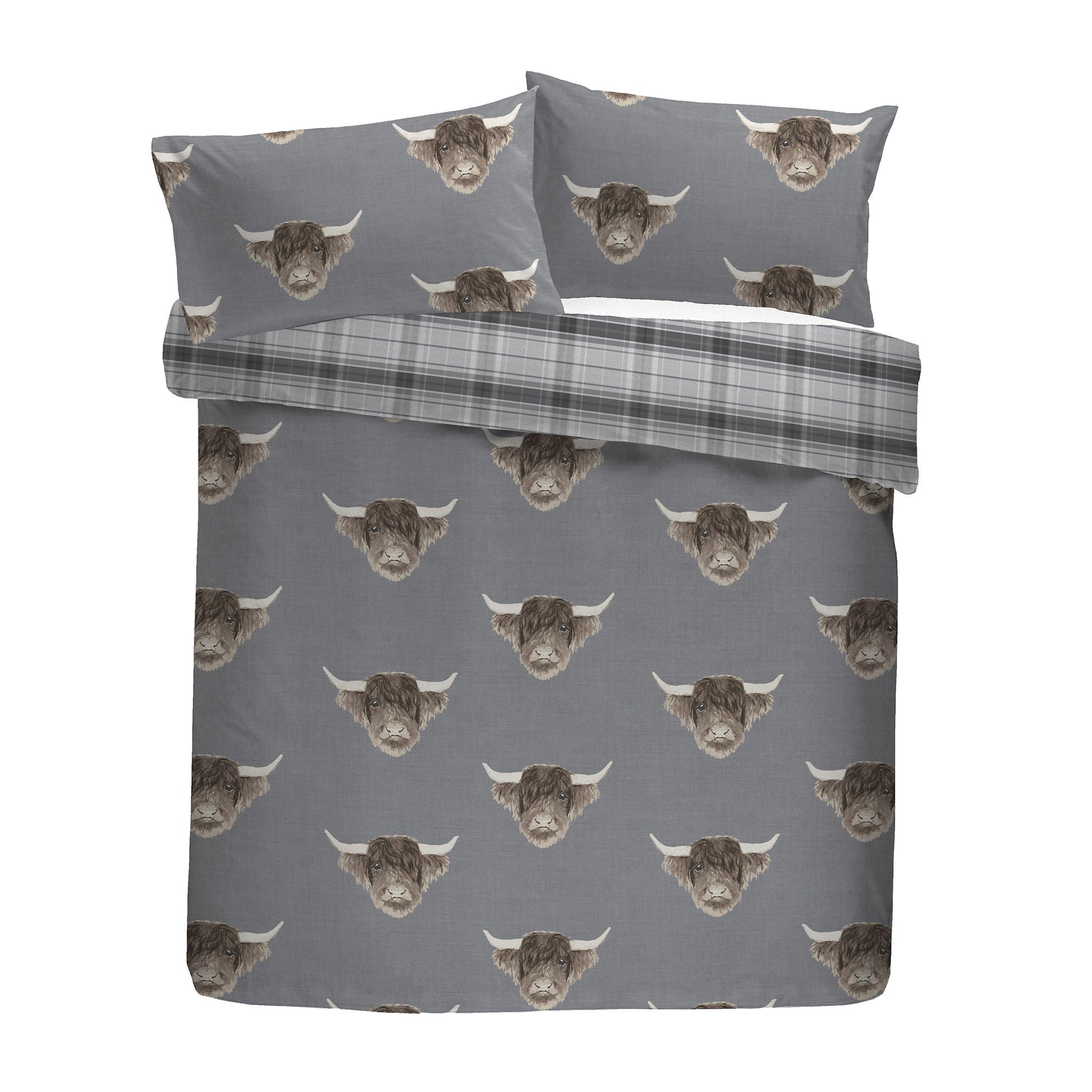 Highland Cow Duvet Cover Set by Fusion in Grey - Duvet Cover Set - Fusion