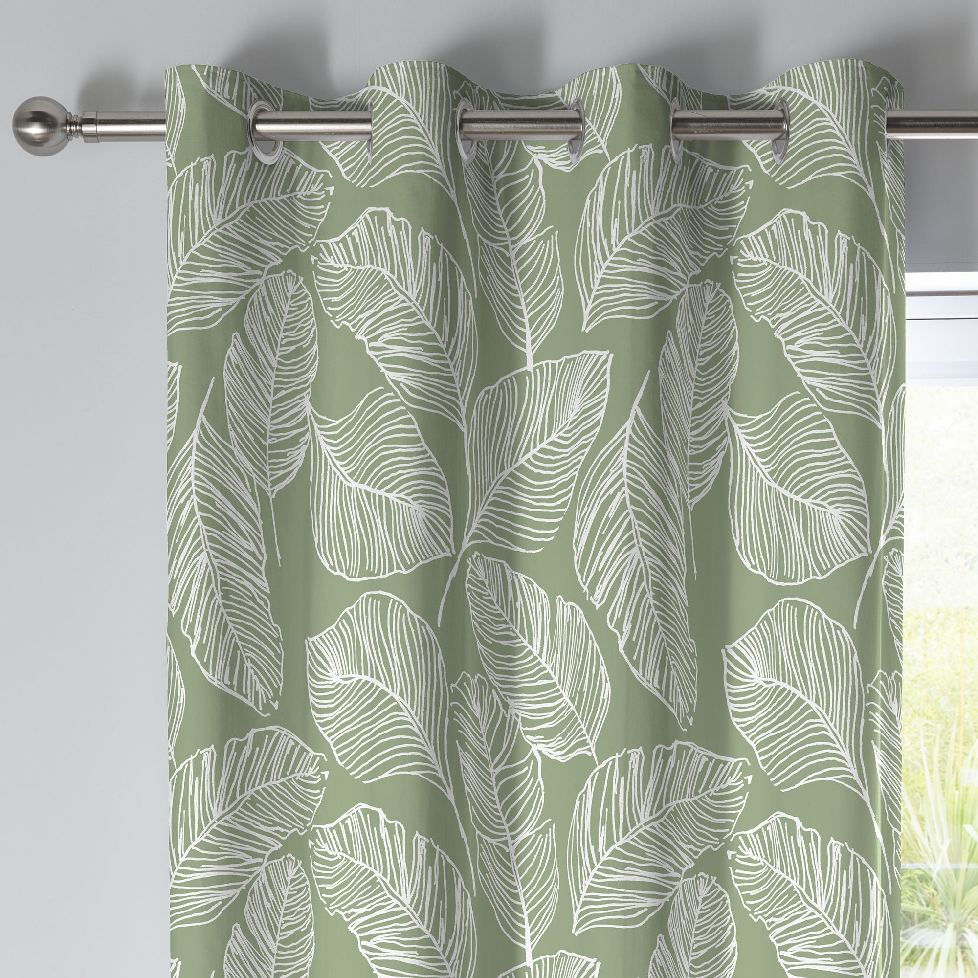 Matteo Pair of Eyelet Curtains by Fusion in Green - Pair of Eyelet Curtains - Fusion