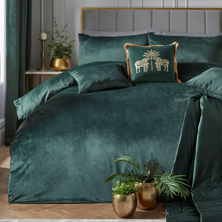 Montrose Duvet Cover Set by Laurence Llewelyn-Bowen in Bottle Green - Duvet Cover Set - Laurence Llewelyn-Bowen