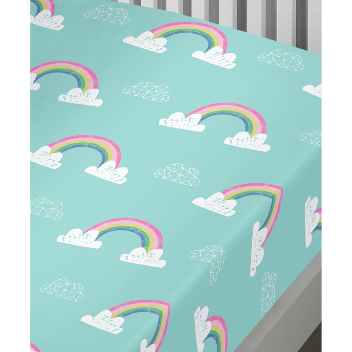 Rainbow Unicorn 25cm Fitted Bed Sheet by Bedlam in Multicolour - 25cm Fitted Bed Sheet - Bedlam