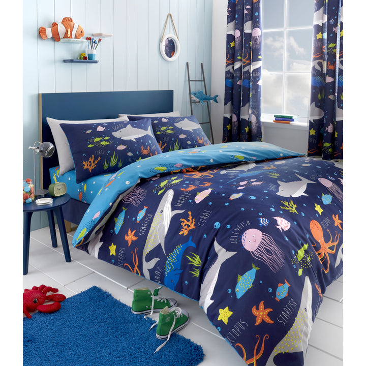 Sea Life Duvet Cover Set by Bedlam in Multicolour - Duvet Cover Set - Bedlam