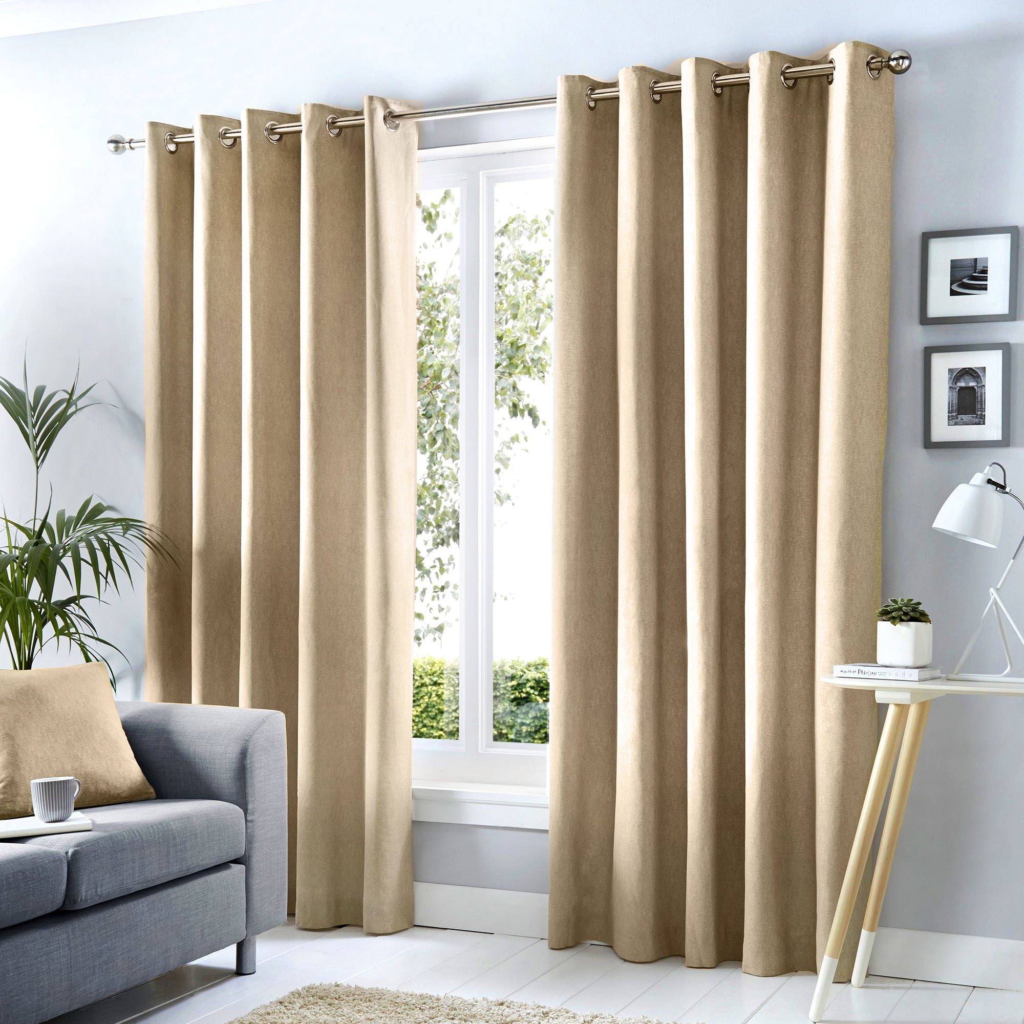 Sorbonne Pair of Eyelet Curtains by Fusion in Natural - Pair of Eyelet Curtains - Fusion