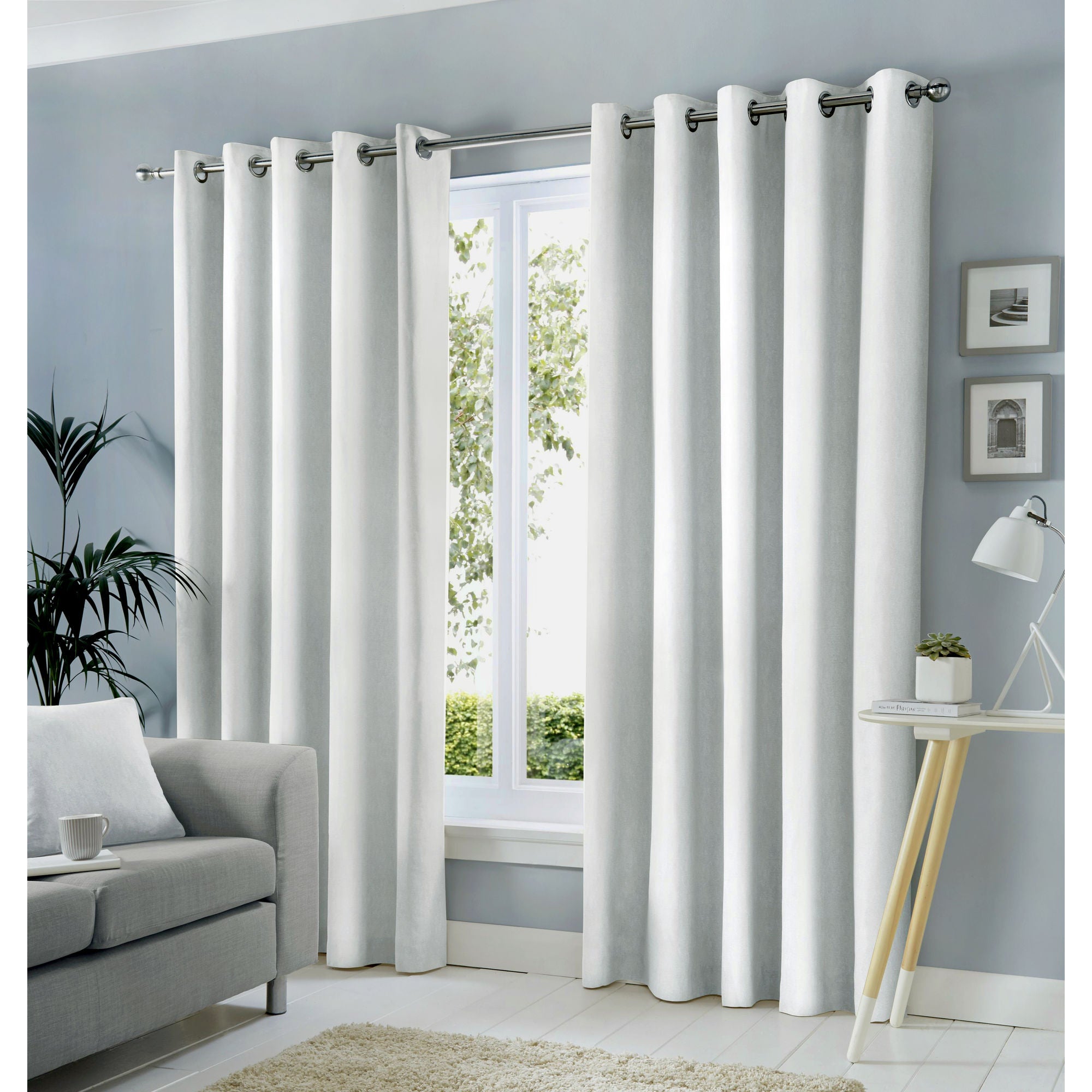 Sorbonne Pair of Eyelet Curtains by Fusion in White - Pair of Eyelet Curtains - Fusion