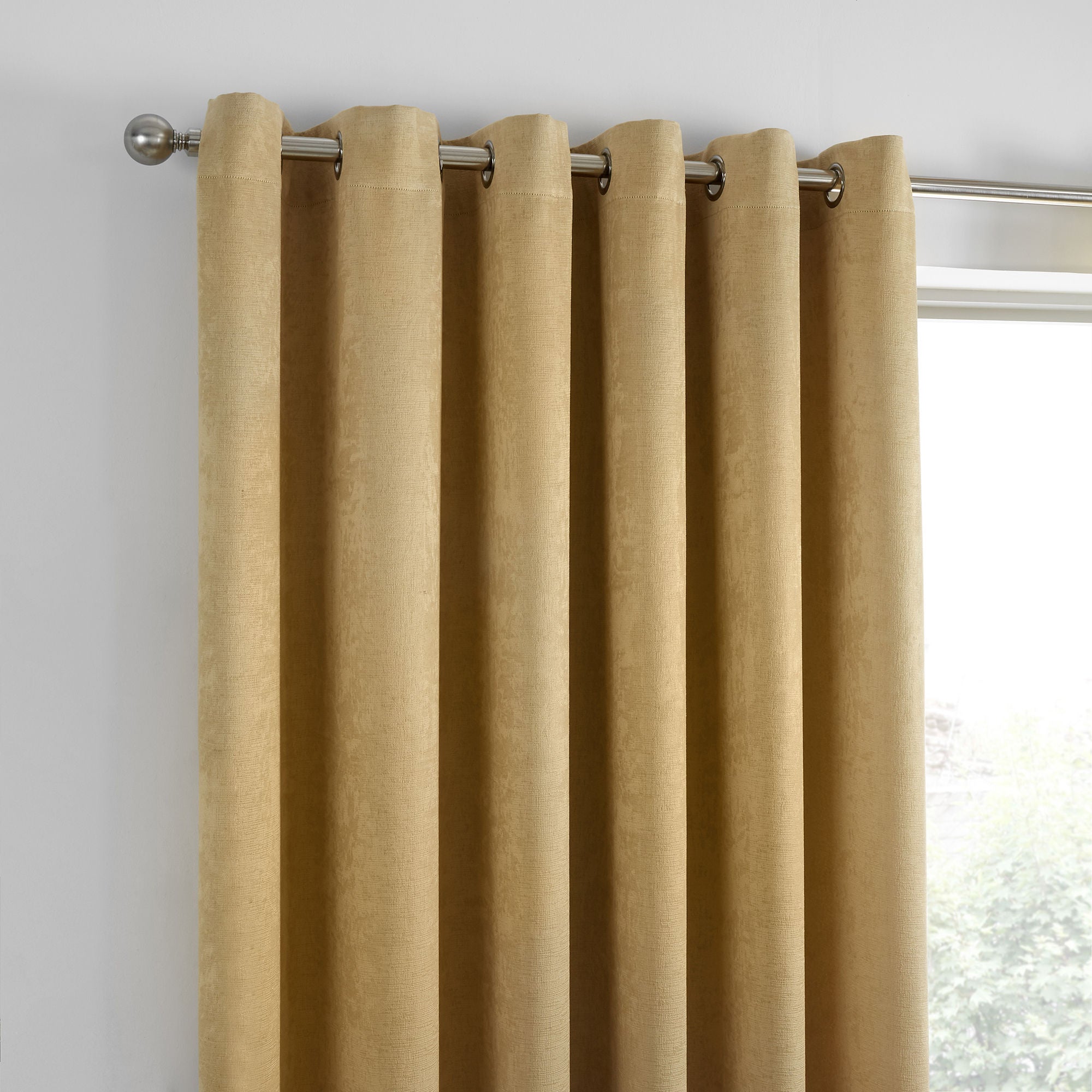 Strata Pair of Eyelet Curtains by Fusion in Ochre - Pair of Eyelet Curtains - Fusion