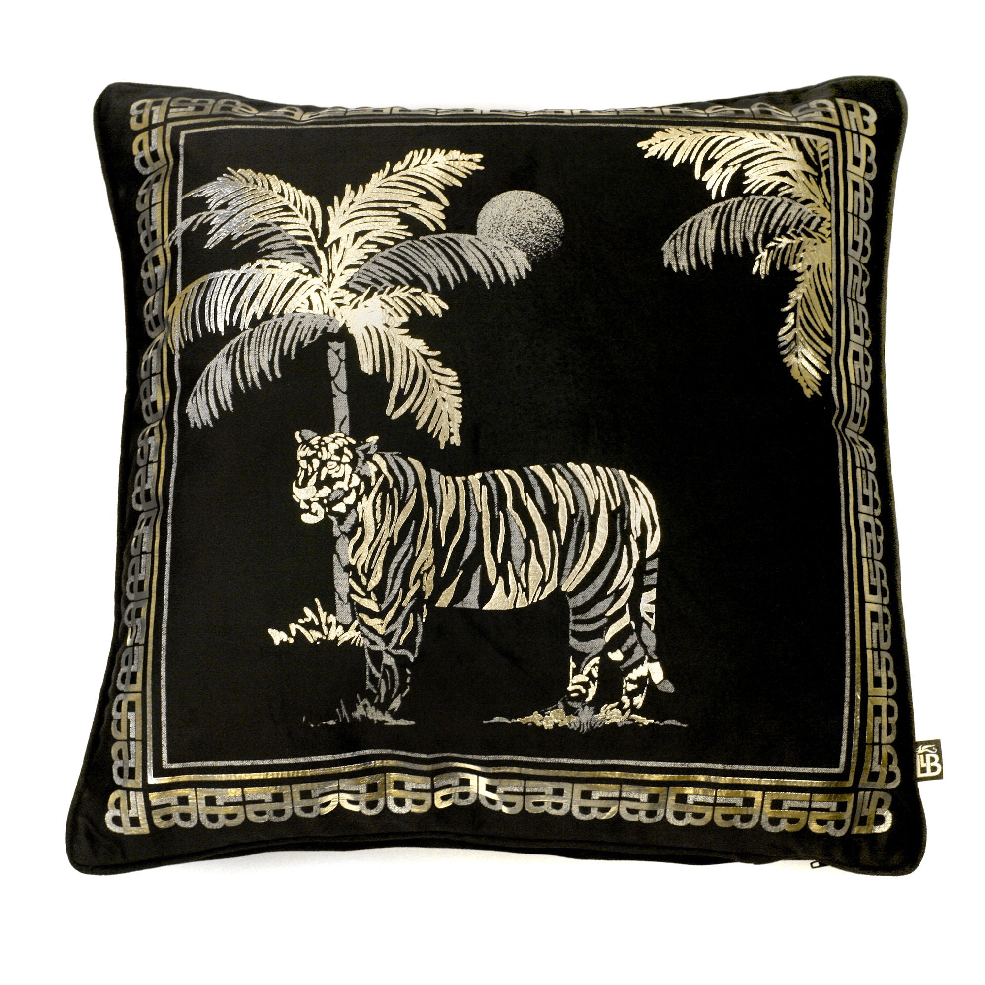Tiger Tiger Cushion by Laurence Llewelyn-Bowen in Black 43 x 43cm - Cushion - Laurence Llewelyn-Bowen