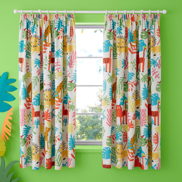 Tiger Tropics Pair of Pencil Pleat Curtains by Cosatto in Multicolour - Pair of Pencil Pleat Curtains - Cosatto