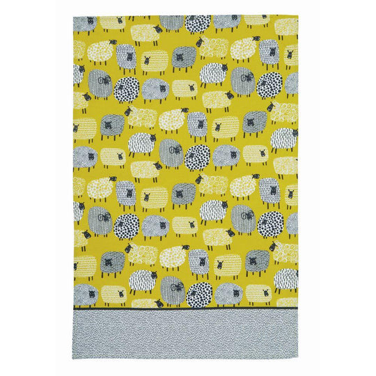 Ulster Weavers Cotton Tea Towel - Dotty Sheep (100% Cotton, Yellow) - Tea Towel - Ulster Weavers