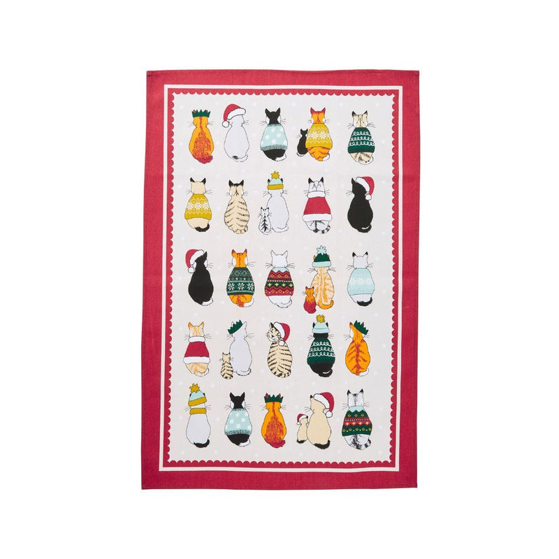 Ulster Weavers Recycled Cotton Tea Towel Christmas Cats in