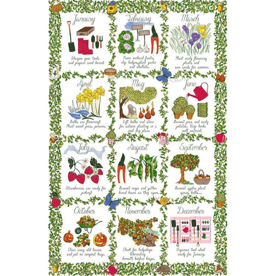 Ulster Weavers Cotton Tea Towel Gardeners Calendar (100 Cotton, Gre